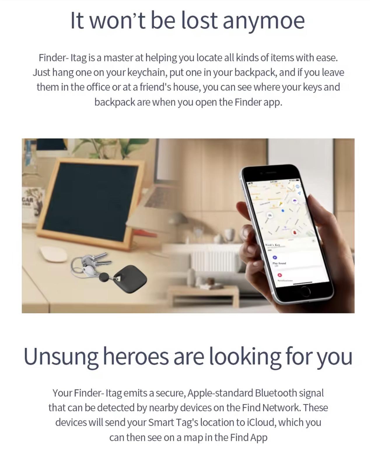 Long Distance Smart Tag GPS Track Anti-lost Alarm Mini Locator for iOS iPhone Only