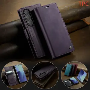 Magnetic Flip Cover for Galaxy Z Fold 7, Durable Tpu Shockproof Design, Includes Card Holder and Stand, Protective Case for Samsung