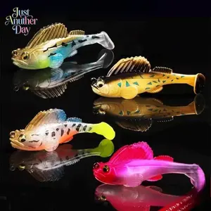 5-Pack Lead-Weighted Jumping Fish Soft Lures, Weedless T-Tail Swimbaits for Bass, Snakehead Fishing