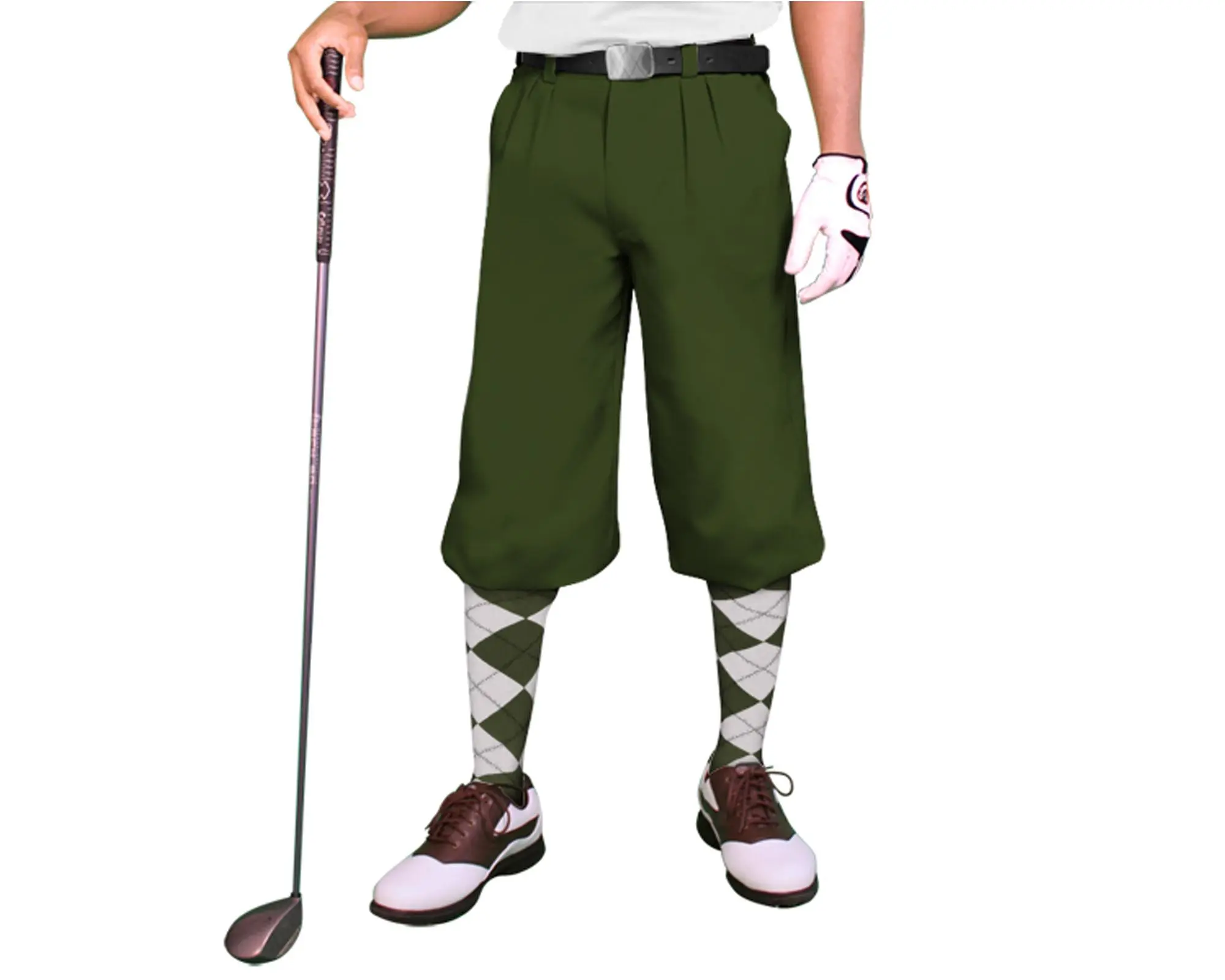 Golfknickers.com 'Par 3' Mens Olive Microfiber Golf Knickers