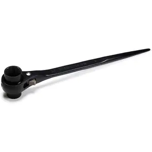 19mm x 22mm OR 3/4" x 7/8" 12 Point Double Ended Socket Ratcheting Podger Scaffold Spud Wrench, Black