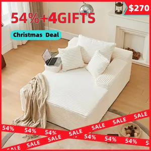 ORHOPUI 49" Oversized Chaise Lounge Indoor Upholstered Sofa Bed Sleeper Couch Reading Fluffy Plush Cloud Sofas Couches for Living Room Plush