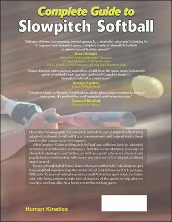 Like New Used Slowpitch Softball Training Book - Complete Guide with DVD by Rainer Martens, Paperback for Fans, Coaches, Players (English)