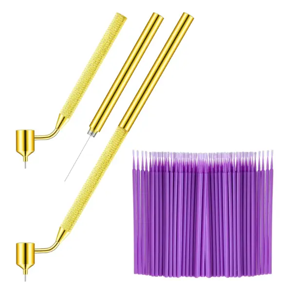 100 Pack 0.5 mm Touch up Paint Brushes Repair Pen Gold Paint Applicator Fluid Writer Pen Detailing Disposable Micro Applicator for Auto Repair Chip Automotive Scratch(Purple)