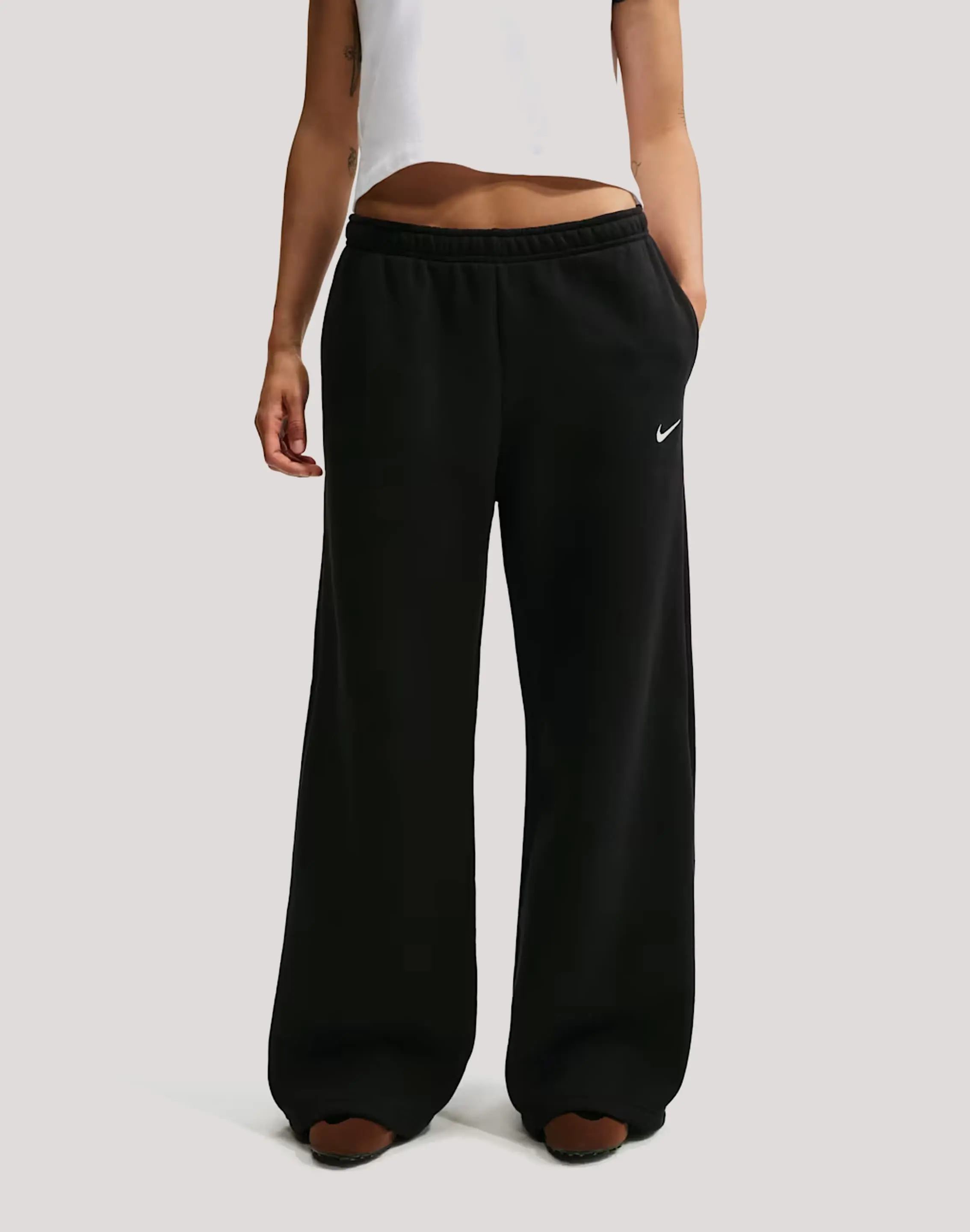 Womens Nike Mid-Rise Wide-Leg Studio Fleece Pants