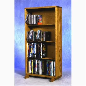 Wood Shed  Solid Oak 4 Row Dowel CD-DVD Cabinet Tower