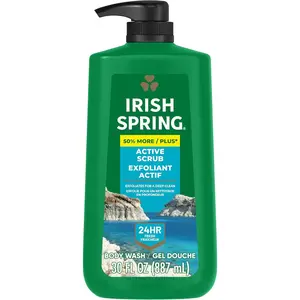 Irish Spring Active Scrub Exfoliating Body Wash for Men, Cool Fresh Scent