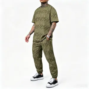 Retro Patchwork Men Short Sleeve Sports Co-ord Set, Soft Breathable Summer Outfit, Trendy Streetwear Casual Comfy Daily Outdoor Matching Tracksuit For Teens & Adults