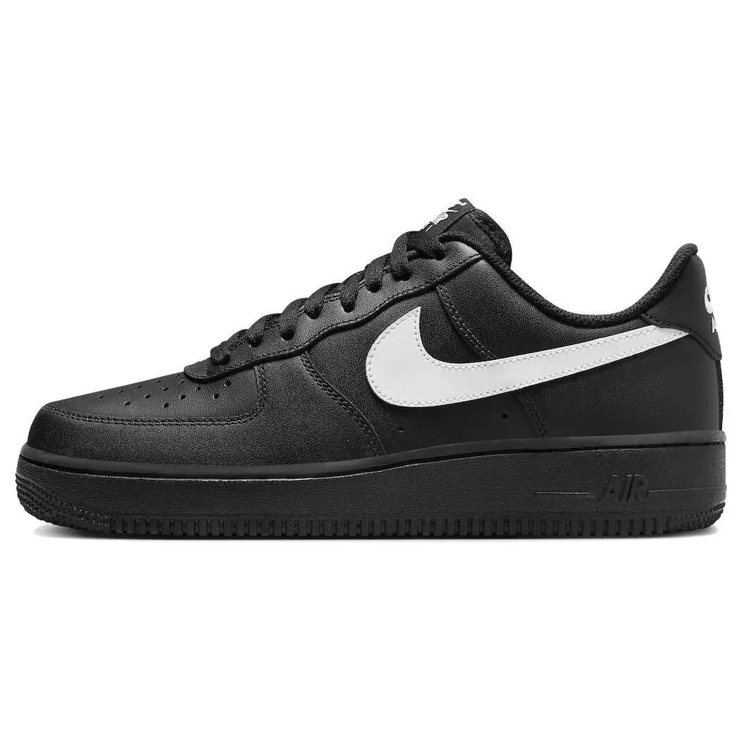 Nike Air Force 1 Low 'Black White' 2023 Sports Shoes, Black Leather Upper, White Accents, Classic Versatile Athletic Shoes for All Seasons