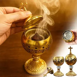 Elegant Incense Burner Carbon Charcoal Smooth Surface Middle Eastern Craft Fashion Home Fragrance Decor Ornament