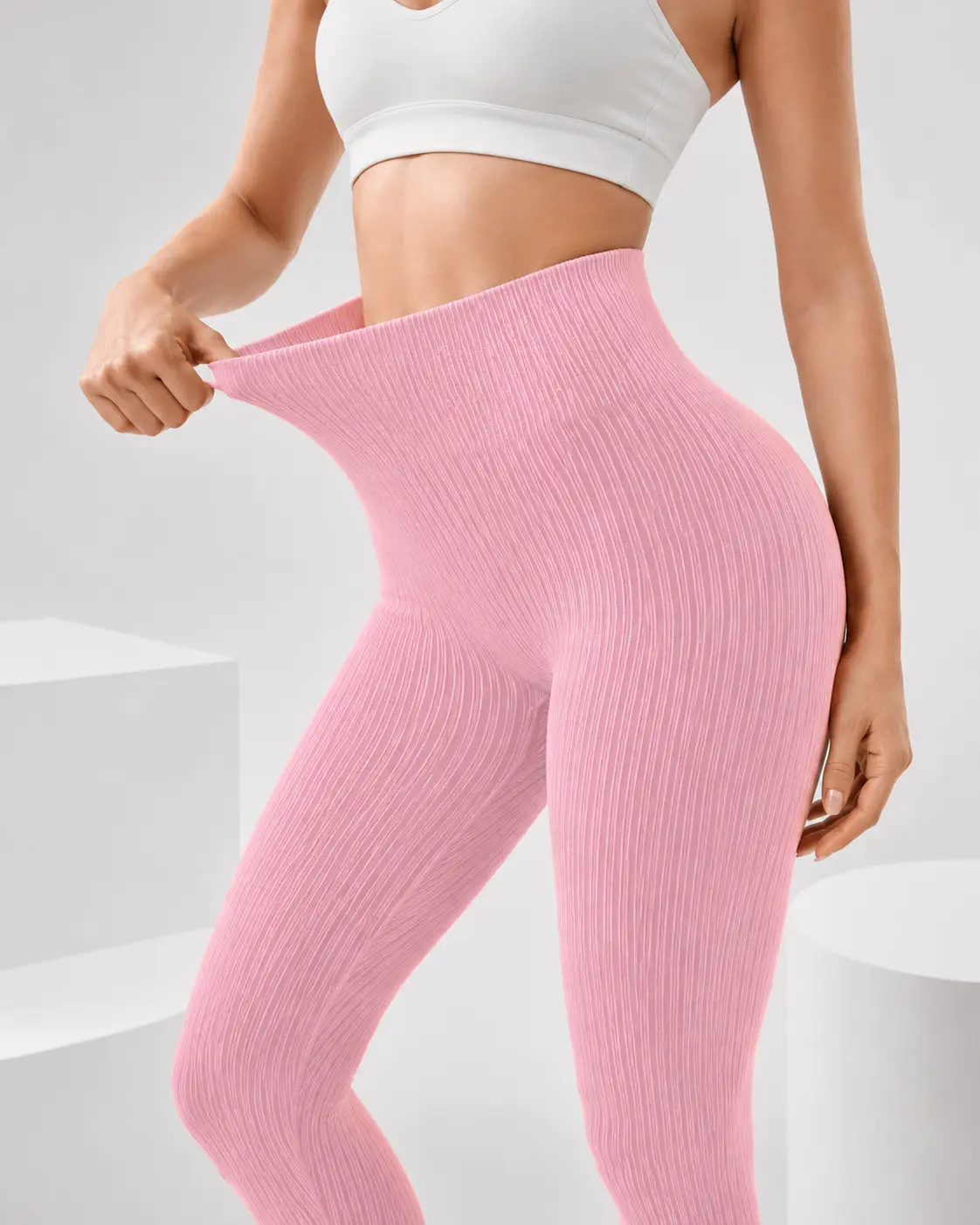 Women's Ribbed High-Waisted Seamless Leggings - Butt Lifting, Tummy Control, Compression Support Fitness Training Tights - Gym Tights Clothes for Yoga, Leg Day Fit - All Seasons Workout Outfit Inspo Sports Bottoms, Womens Fitness, Compression Support Wome