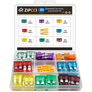 80 Pcs Standard Car Fuse, Fuses Assortment kit(1A/3A/5A/10A/15A/20A/30A/40A) Automotive Blade Fuse for RV, Truck, Marine, Auto Accessories