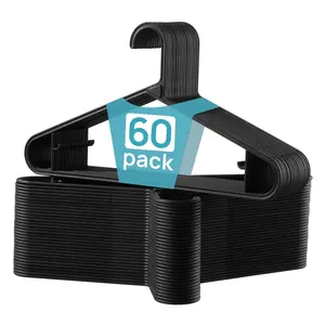 【New Arrival】Vtopmart 60 Pack Plastic Clothes Hangers, 16.7in Standard StackFit Hangers for T-Shirt, Coats, Jackets, Sweaters, Non-Slip Slim Hanger with Hooks,Space-Saving in Closet,Durable Clothes Organizers,summerwins