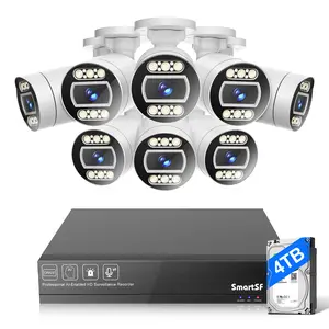 SmartSF 10 Channel 5MP CCTV NVR Kit with 8 Cameras 4TB HDD 24-Hour Night Vision Audio Monitoring Human Motion Detection App Included PoE Security System Solar-Powered 4G LTE