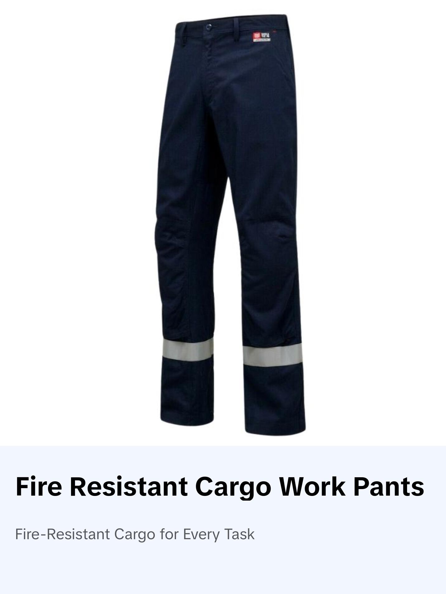 Mens Hard Yakka Workwear Pants Sheildtec Fire Resistant Cargo Tape Safety Y02670