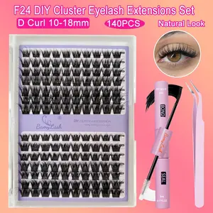 1460PCS Lash Cluster Extensions Gift Set 30D 40D 50D 60D Natural Full Set 80D Individual Extra Volume Eyelashes Soft & Lightweight With Bond & Seal Glue, Remover, Curler & Tweezers & Brush Easy DIY Salon Look at Home Long-Lasting Glam DIY Lash Kit