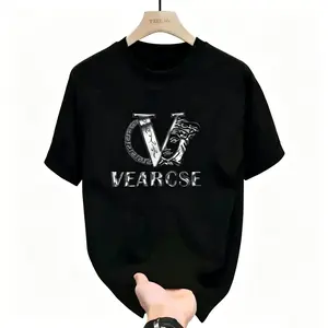 men's stylish cotton round-neck casual printed T-shirt, suitable for both men and women, perfect for fashionable and relaxed summer outfits.