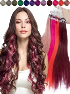 Y2K Vibrant Blue, Purple, Green, Pink, Red (Multi-Color Options) with Micro Beads for Easy Attachment - Natural Look Everyday & Special Events - Compatible with All Hair Types & Ethnicities - Salon-Quality Hairpiece