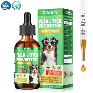 Flea & Tick Support for Dogs with Multivitamins - Dog Flea and Tick Drops with Omega-3 & Fish Oil for Skin & Coat Support All breeds & ages, Bacon Flavor