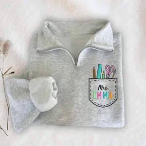 Personalized Teacher Quarter-Zip – Embroidered Pocket with Custom Name