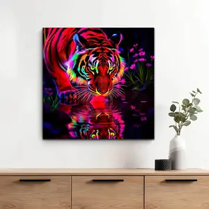 Tiger Pattern DIY Diamond Arts Colorful Painting Kit without Frame, 5D Diamond Arts Colorful Painting Kit, Wall Art Decor for Home Living Room Bedroom, Diamond Painting Kits