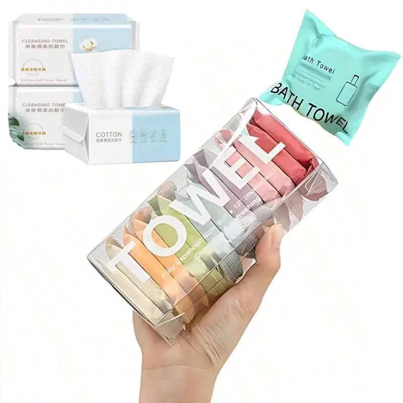 14-Pack Disposable Face Towels - Compressed Disposable Washcloths, Travel Essentials - Quick Dry Portable Disposable Bath Towels