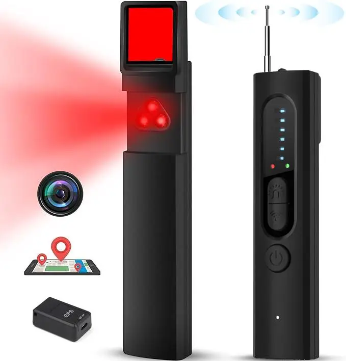 GPS Tracker detector, Hidden Camera Detectors, Spy Camera Detector, Bug Detector, RF Signal Detector, Listening Device Detector, 6 Levels Sensitivity, 4 Detection Modes, 30H Working Time for Travel, Car, Bathroom, Office, Hotel, Airbnb, Rental