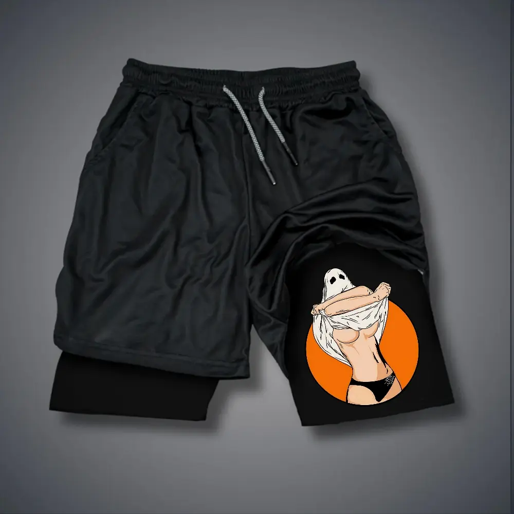 Sexy Clothing Double-Layer Sports Shorts Graphic Shorts Black Shorts Camo Shorts Streetwear Shorts Men Outfits Men Short Shorts Vacation Outfits Shorts