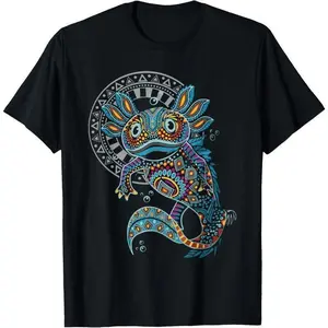 100% Cotton Axolotl Art Aztec Mexico Mexican T-Shirt