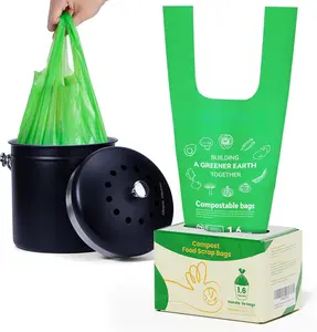 1.6 Gallon Compostable  Scrap Bags Handle Tie for Kitchen Countertop Bin, 6 Liter Small Compost Bags, 50 Count, BPI Certified and Meet The ASTM D6400 Standard