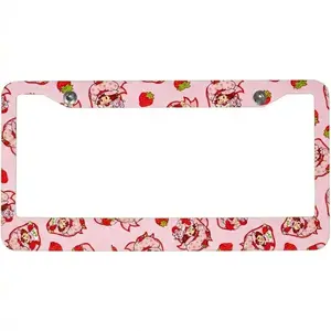 Strawberry Shortcake Pink License Plate Frame – Cute Kawaii Car Plate Holder