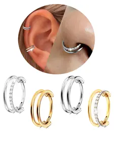 Unisex Stainless Steel Cz Spiral Nose Ring, Nose Piercing Jewelry, Fashionable Unique Design Body Jewelry, Suitable for Daily Wear, All Seasons