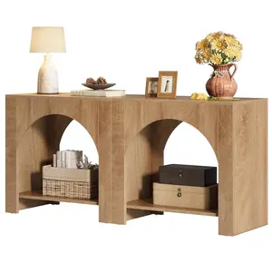 Tribesigns Farmhouse Large End Table Set for Living Room, Set of 2, Brown Finish