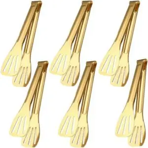6 pack serving tongs kitchen tongs 7 inch gold buffet tongs stainless steel food tong small tongs serving tong for buffet party salad appetizers