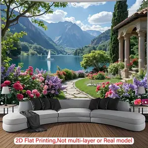 2D Flat, 2D Flat Banner 1pc - Mountain and River Scenery, Multi-Functional Decorative Backdrop for Living Room, Bedroom, Photography Studio, Courtyard, and Large Events, Perfect Gift for Loved