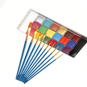 Face and Body Painting Kit - Painting Palette, 10 Professional Artist Brushes halloween makeup kit Travel Ready Multi-Use Makeup Palette body  paint