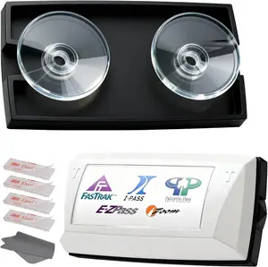 Ez Pass Holder for Windshields -  Ez Pass Transponder for  States - Easy to Install and Remove with  Suction Cups & 4 Mounting Strips (Black)