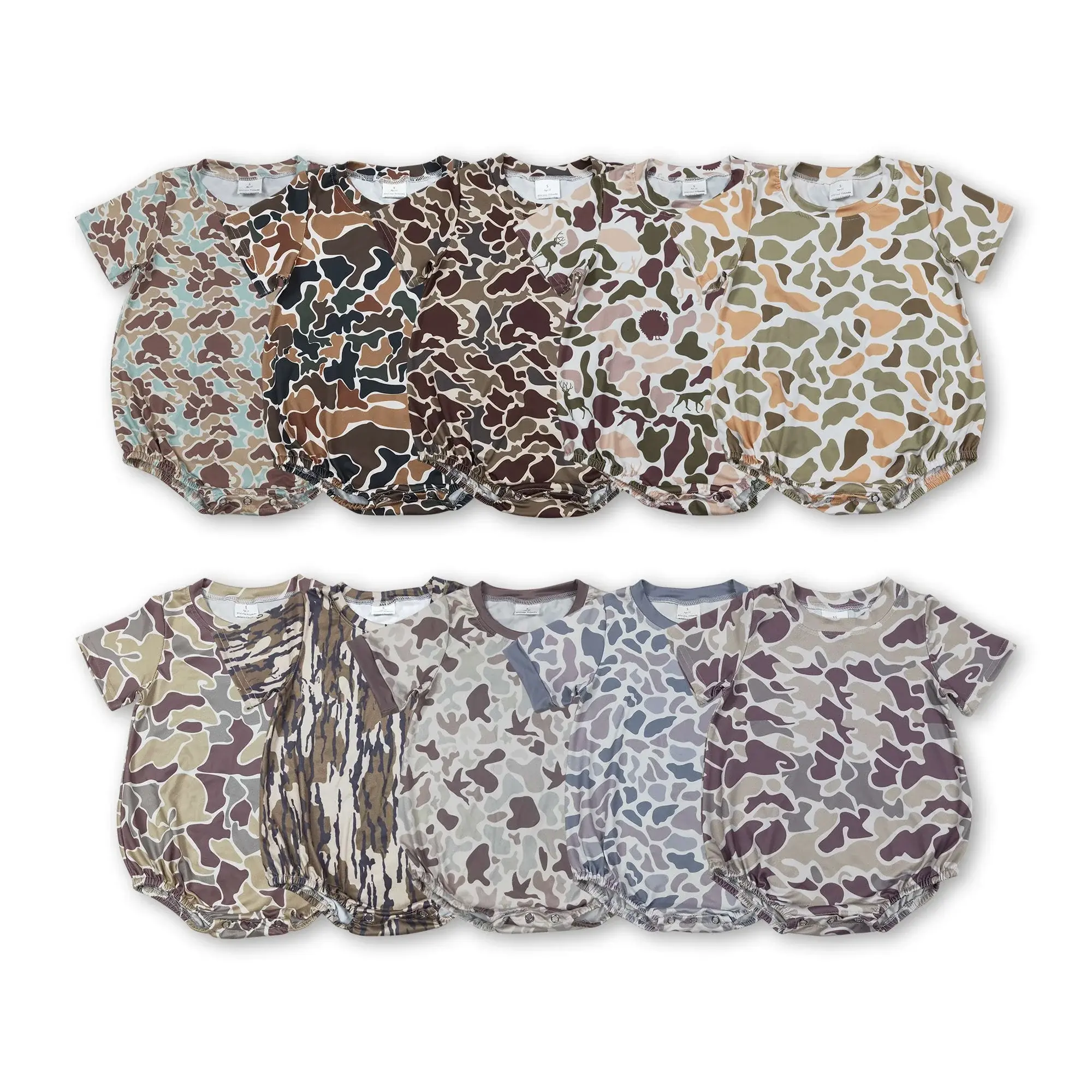 Baby Boy Summer Bubble Camo Onesie – Cute Camouflage Romper | Lightweight Summer Clothes for Little Adventurers