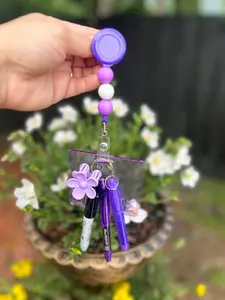 Badge Reel with Accessories Mini Highlighter, Mini Permanent Sharpie Marker,