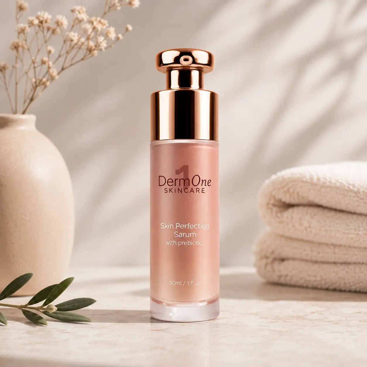 Derm #1 Skincare - Skin Perfecting Serum with Prebiotics for Rosacea & Adult Acne Defense 1 fl oz Oil-Free Vegan Cruelty-Free Gluten-Free Formula