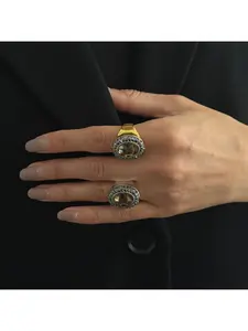 European and American cross-border jewelry, Meilade geometric oval diamond-encrusted niche ring, design sense, 2026 new hot-selling ring, Statement Rings