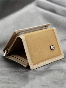Korean Style Canvas Men's Durable Wallet with Zipper Coin Pocket, Multifunctional Classic Trendy Money Clip, Foldable Card Holder