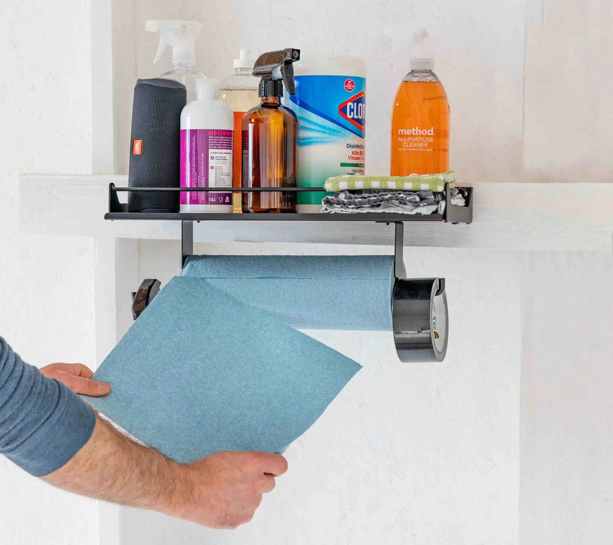 StoreYour Quick Clean Paper Towel Holder and Wall Shelf