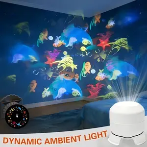 LED Ocean Projector Light, 360° Rotating Function Dynamic Night Light, USB Powered Ambient Lamp with Oceanic Ambiance, Ocean Wave Lamp, Decorative Lighting for Game,Living Room