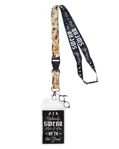 Harry Potter Solemnly Swear Reversible Breakaway Keychain Lanyard with ID Holder and Rubber Glasses Charm