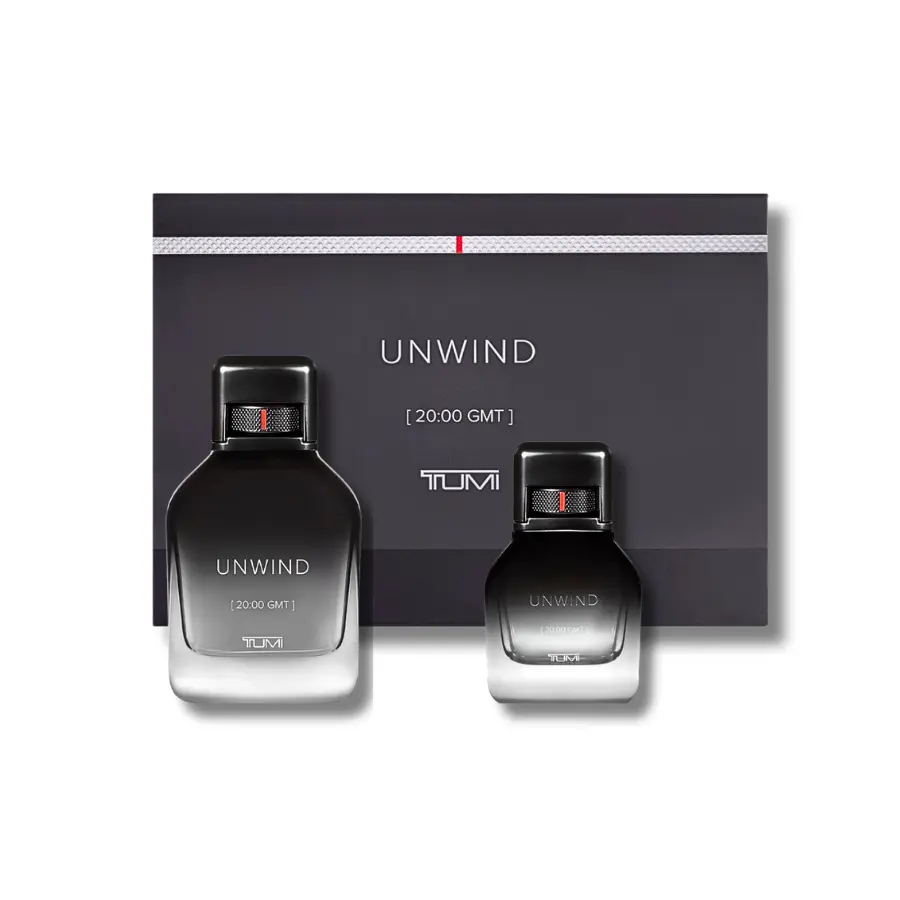 TUMI Unwind Alcohol Base Powder Eau de Parfum 2-Piece Fragrance Set for Adults, Aromatic & Warm Spicy Scent, 2 Sizes (3.4 oz & 1.0 oz) Multi-Pack, Fragrance Sets, Liquid, Contains Alcohol, Edp, Bottle, Long Lasting, Two Sizes, Fresh