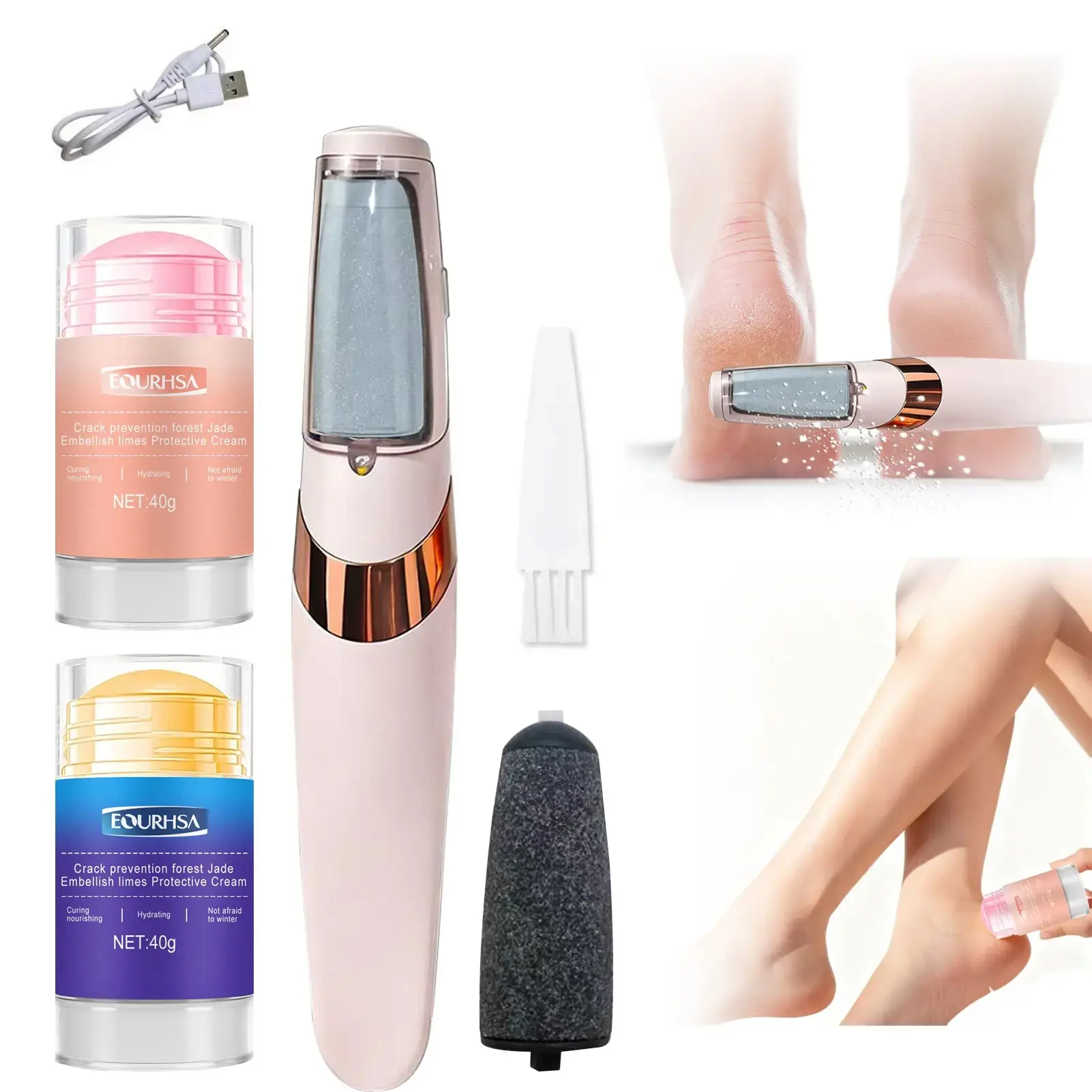 Electric Feet Callus Remover with 1 Counts Foot Care Cream - Effortless Callus Removal for Smooth Comfortable Use Ideal for Daily Foot Care