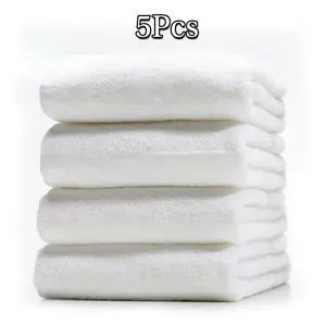 Premium Hotel Face Towel 100% Cotton Ultra Absorbent 13.4 x 13.4 Inch White Softness Spa Quality Durable Design 5Pcs Luxury Bath CottonTowel