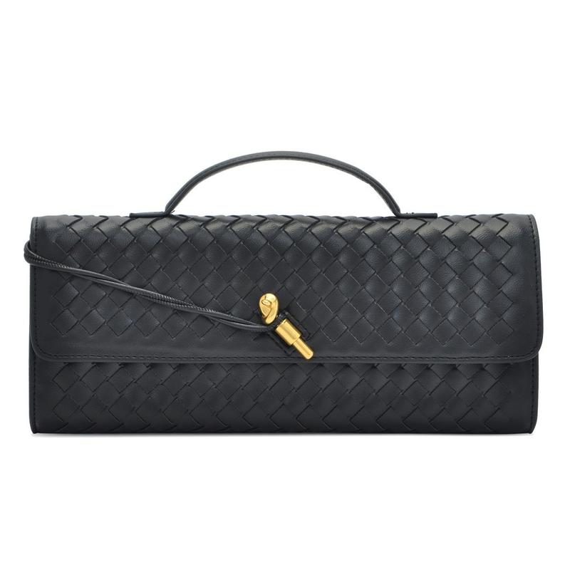BIGWIG Women's Elegant Handmade Woven PU Leather Evening Clutch Purse - Lightweight Underarm Shoulder Bag with Button, Phone+Wallet+Keys Storage, Cute for Prom & Parties, Ideal for Date Gifts, Women's Accessories & Mini Clutches/Wristlets, Handmade Woven