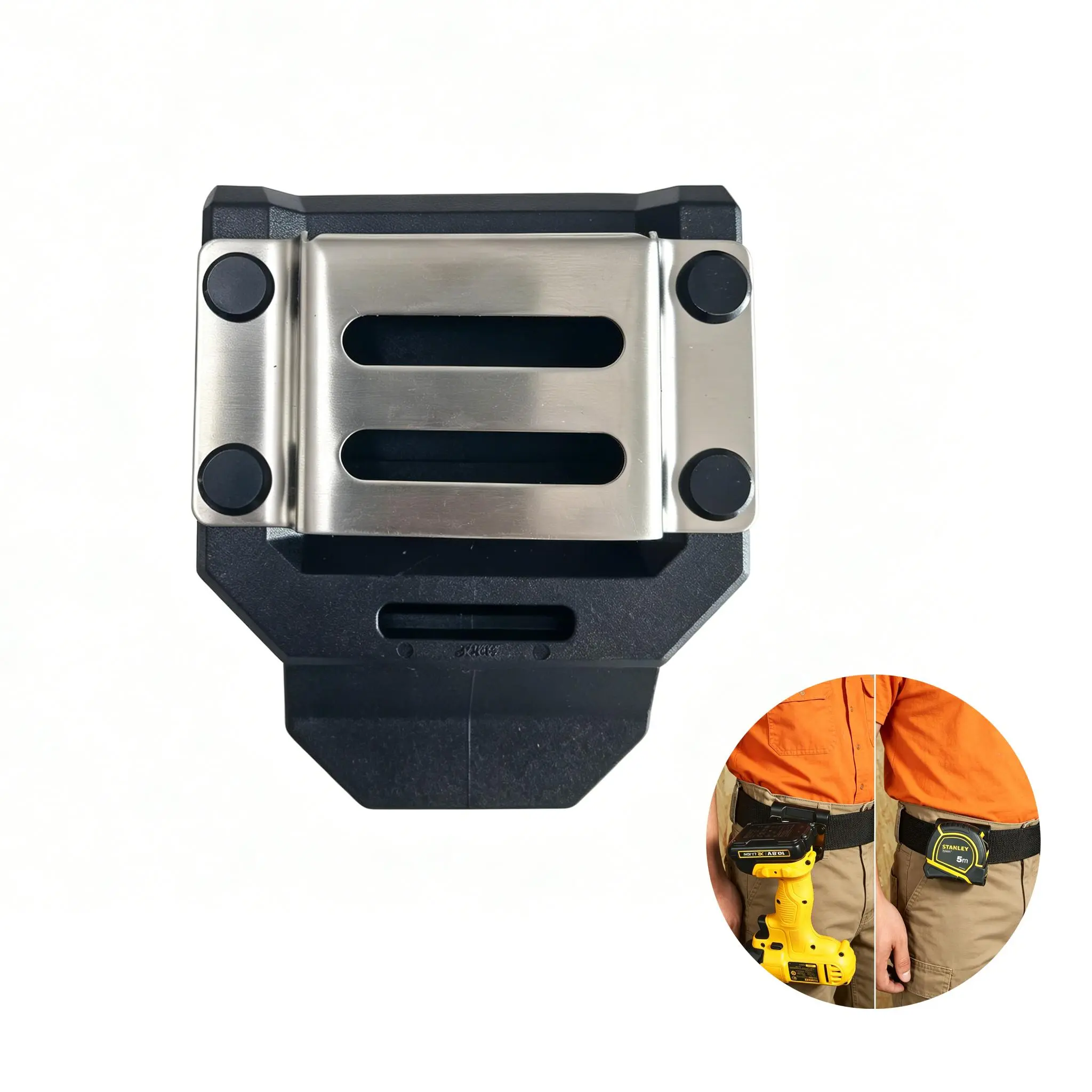 APEX Heavy-Duty Drill Holder Belt Clip, Tape Measure Belt Holder with Hanger Clips for Cordless Drills, Hammers & Tools – Ideal for Carpenters, Contractors & Ladder Work (Black)